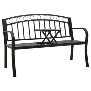 vidaXL Vrtna klop z mizico črna 120 cm jeklo