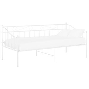 vidaXL Posteljni okvir bel kovinski 90x200 cm