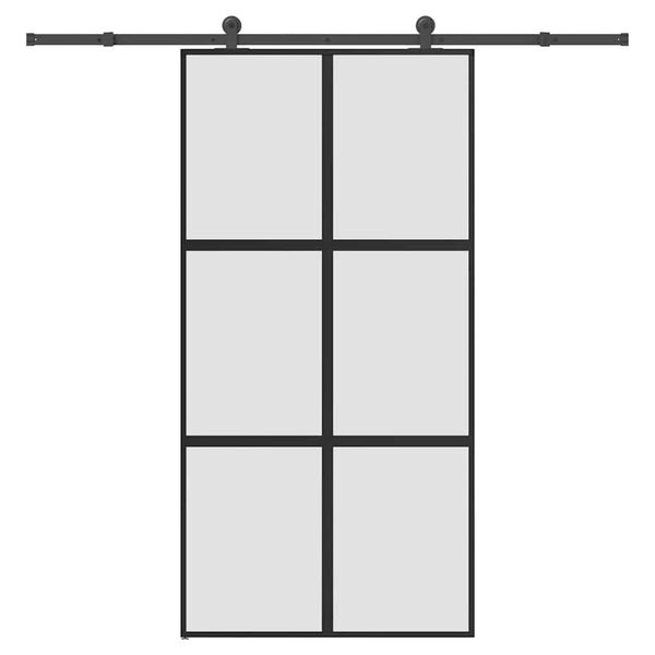 vidaXL Drsna vrata z opremo 102,5x205 cm kaljeno steklo in aluminij