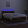 vidaXL Box spring postelja z vzmetnico LED temno rjava 140x200cm blago
