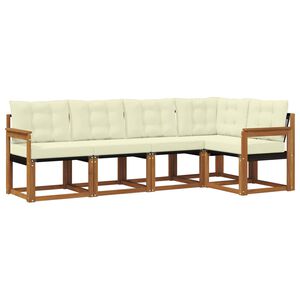 vidaXL Zunanja garnitura za sedenje z blazino 5 pcs Naravna in smetana