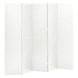 vidaXL Paravan 5-delni bel 200x180 cm jeklo