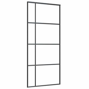 vidaXL Drsna vrata mlečno ESG steklo in aluminij 90x205 cm črna