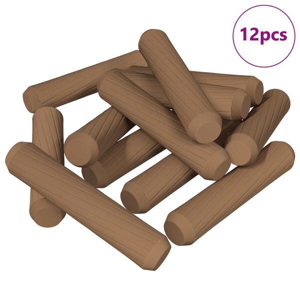 vidaXL Leseni zatiči 12 pcs Rjava &Oslash;8 x 35 mm Trden les