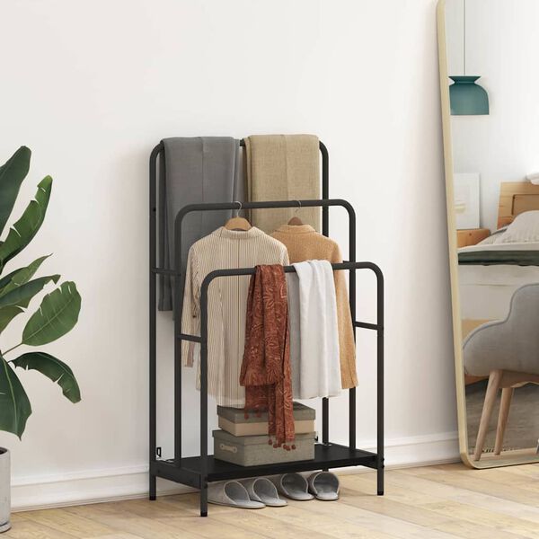 vidaXL Sušilnik za oblačila s polico Črni hrast 60 x 30 x 100.5 cm