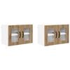 vidaXL Stenski stekleni omarica PORTO 2 pcs Umetni hrast