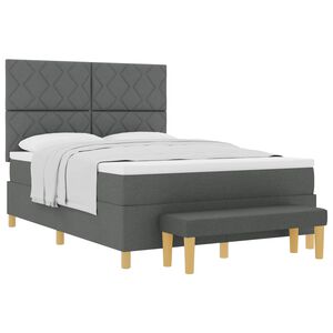 vidaXL Postelja z vzmetnico z vzmetnico Temno siva 160 x 200 cm blago