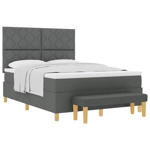 vidaXL Postelja z vzmetnico z vzmetnico Temno siva 160 x 200 cm blago
