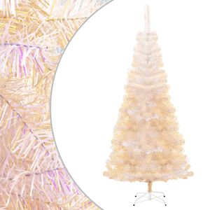 vidaXL Umetna novoletna jelka z mavričnimi konicami bela 180 cm PVC