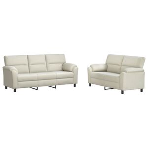 vidaXL Kavčna garnitura 2 pcs Krem Žamet