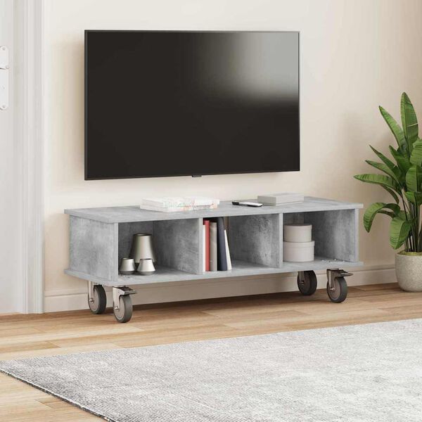 vidaXL TV stojalo Betonsko siva 100 x 35 x 35 cm Konstruiran les