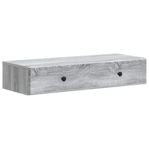 vidaXL Stenska stranska miza Siva Sonoma 87,5 x 34,5 x 17 cm