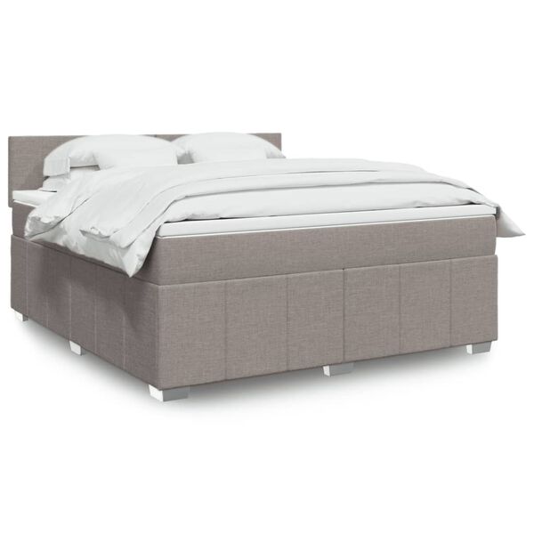 vidaXL Box spring postelja z vzmetnico taupe 180x200 cm blago