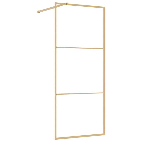 vidaXL Stena za tu&scaron; s prozornim ESG steklom zlata 90x195 cm