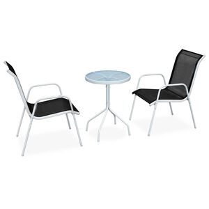 vidaXL Bistro garnitura 3-delna jeklo črna