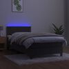 vidaXL Box spring postelja z vzmetnico LED temno siva 90x190 cm žamet
