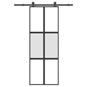 vidaXL Drsna vrata z opremo 76x205 cm kaljeno steklo in aluminij