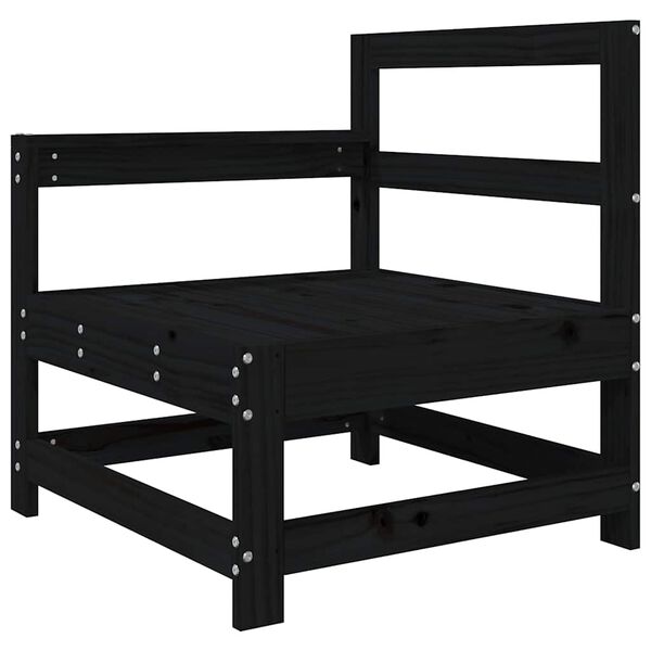 vidaXL Vrtni stol z blazino črna trdna borovina