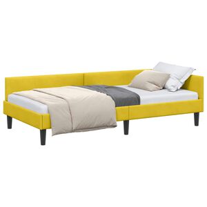 vidaXL Kotna postelja z vzglavjem Rumena 80 cm x 200 cm Žamet