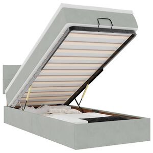 vidaXL Otomanski posteljni okvir z vzmetnico siv 80x200 cm žamet