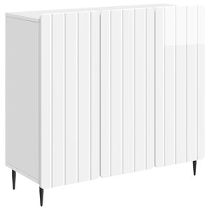 vidaXL Strani &scaron;al Bela visok sijaj 89 x 34,5 x 82 cm Inženirski les