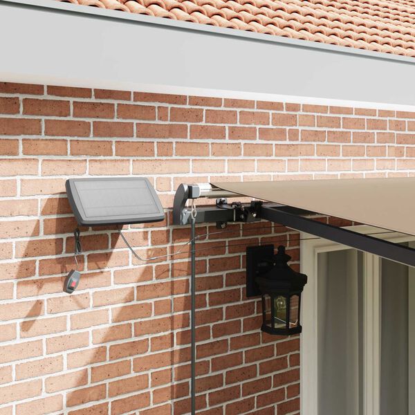 vidaXL Retraktilna tenda z LED lučmi Bež 500 &times;300 cm blago