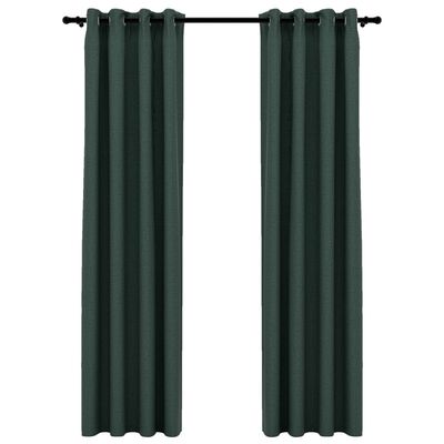 vidaXL Zatemnitvene zavese z obročki 2 kosa zelene 140x245 cm