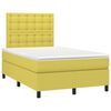 vidaXL Box spring postelja z vzmetnico LED zelena 120x200 cm blago