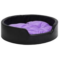 vidaXL Pasja postelja črna in vijolična 99x89x21 cm pliš in um. usnje
