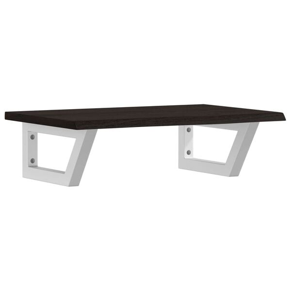 vidaXL Stenska polica za umivalnik jeklo in trdna hrastovina