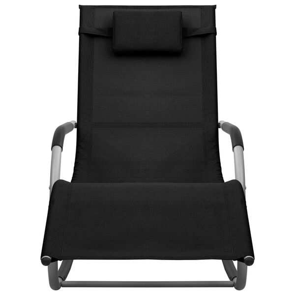 vidaXL Ležalnik 2 kosa tekstil črne in sive barve