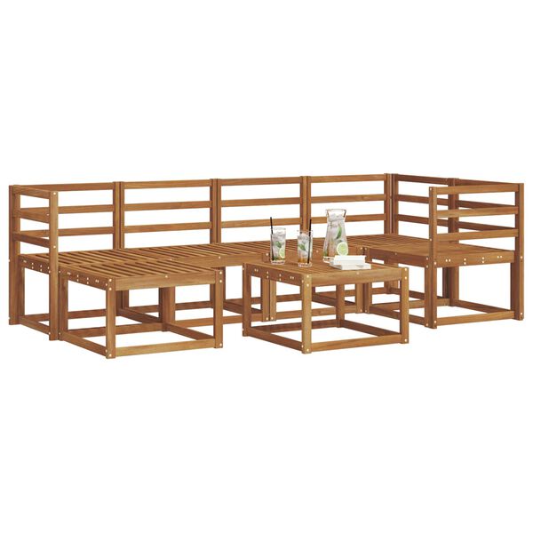 vidaXL Zunanja garnitura za sedenje 7 pcs Naravna Masiven les akacije