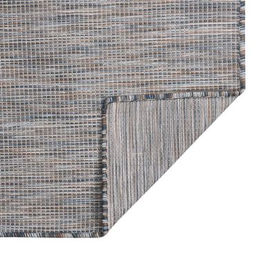 vidaXL Zunanja preproga ploščato tkanje 100x200 cm rjava in modra