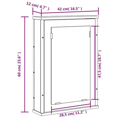 vidaXL Kopalniška omarica z ogledalom sonoma hrast 42x12x60 cm