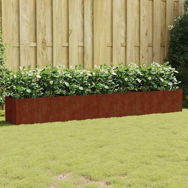 vidaXL Vrtna visoka greda 280x40x40 cm corten jeklo