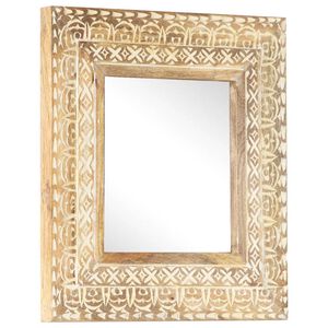 vidaXL Ročno izrezljano ogledalo 50x50x2,6 cm trden mangov les