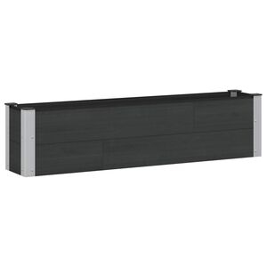 vidaXL Vrtna visoka greda Črna 150 x 30 x 36 cm WPC in aluminij