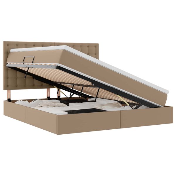 vidaXL Postelja s shranjevanjem Kapučino 180 x 200 cm Umjetno usnje