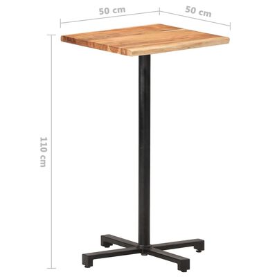 vidaXL Barska miza z naravnimi robovi 50x50x110 cm trden akacijev les