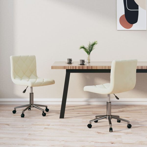 vidaXL Vrtljiv jedilni stol 2 kosa krem žamet