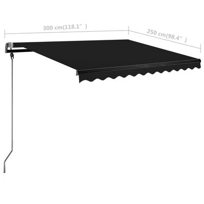 vidaXL Ročno zložljiva tenda z LED lučkami 300x250 cm antracitna