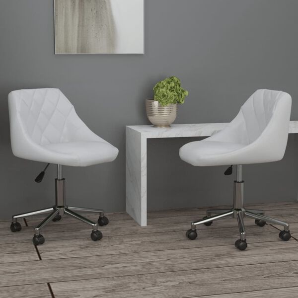 vidaXL Vrtljivi jedilni stoli 2 kosa belo umetno usnje
