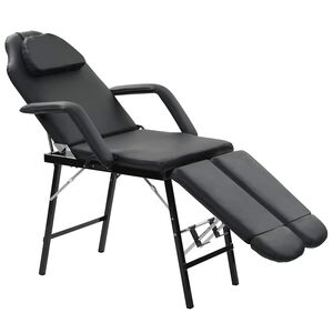 vidaXL Prenosni kozmetični stol iz umetnega usnja 185x78x76 cm črn