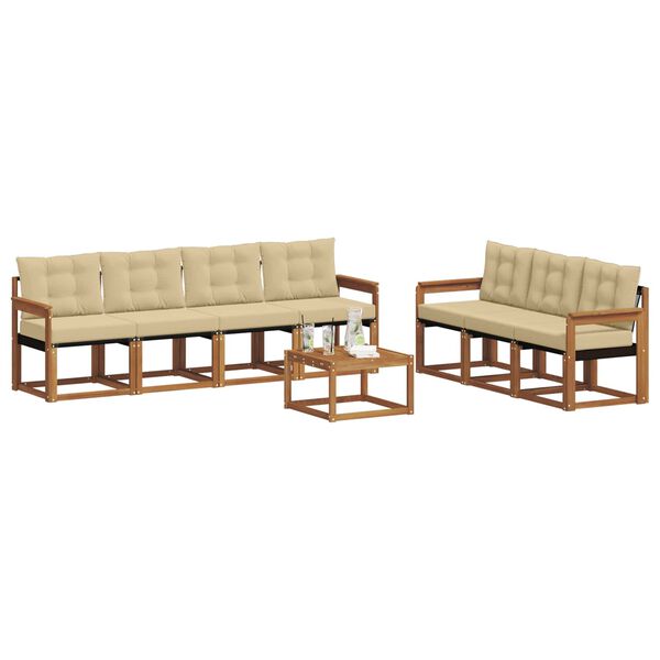 vidaXL Zunanja garnitura za sedenje z blazino 8 pcs Naravna in bež