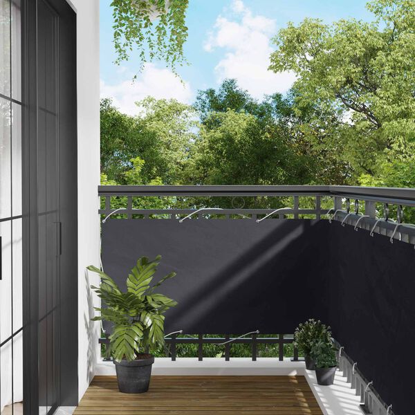vidaXL Balconska mreža Črna 75 x 200 cm PU premazan oxford alu