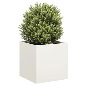 vidaXL Cvetlično korito belo 40x40x40 cm hladno valjano jeklo