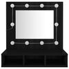 vidaXL Omarica z ogledalom in LED lučkami črna 60x31,5x62 cm