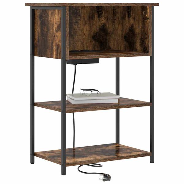 vidaXL Nočna omarica Dimljeni oreh 55 x 31 x 76 cm Konstruiran les