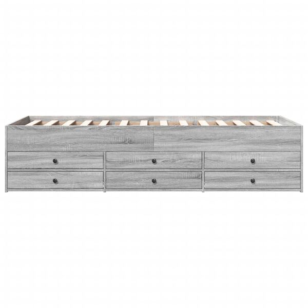 vidaXL Dnevna postelja s predali brez vzmetnice siva sonoma 90x200 cm
