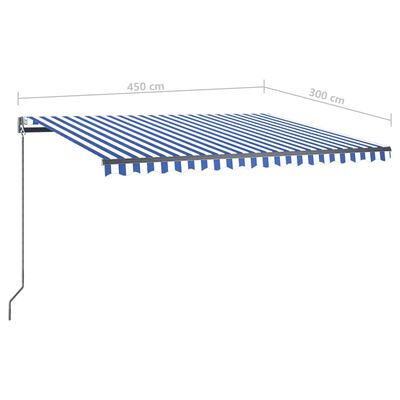 vidaXL Prostostoječa avtomatska tenda 450x300 cm modra/bela